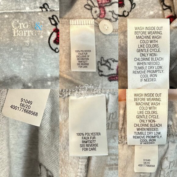 Croft & Barrow Easter Rabbits Two-Piece Button-Up Pajama Set Size Small - Picture 8 of 8